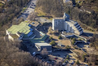Aerial view, congress and event park civic hall Hagen, Mercure Hotel Hagen, central city, Hagen,