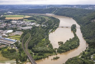 Aerial photo, Ruhr flood, Syburg, Dortmund, Ruhr area, North Rhine-Westphalia, Germany, DE, Europe,