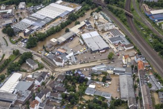 Aerial photo, flood, flood, Vorhalle, Hagen, Ruhr area, North Rhine-Westphalia, Germany, DE,