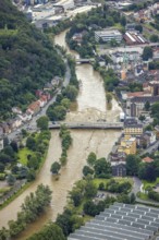Aerial photo, Lennehochwasser, Hohenlimburg, Hagen, Ruhr area, North Rhine-Westphalia, Germany, DE,