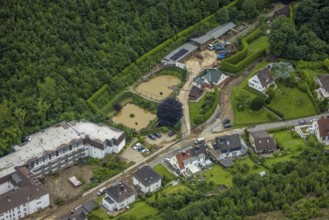 Aerial photo, Lennehochwasser, Hohenlimburg, Hagen, Ruhr area, North Rhine-Westphalia, Germany, DE,