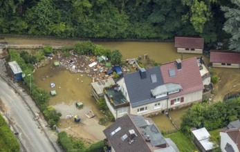 Aerial photo, Lennehochwasser, Hohenlimburg, Hagen, Ruhr area, North Rhine-Westphalia, Germany, DE,