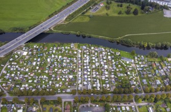 Aerial view, CampingClub Garenfeld Ruhrbogen at the river Ruhr in the district Boele in Hagen, Ruhr