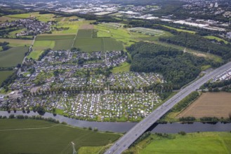 Aerial view, CampingClub Garenfeld Ruhrbogen at the river Ruhr in the district Boele in Hagen, Ruhr