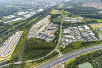 Aerial view, demolition of dolomite works for the construction of an industrial park Dolomitstraße