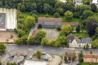 Aerial view, Bürgeramt Hagen Boele and Vincke-Schule in the district Boele in Hagen, Ruhr area,