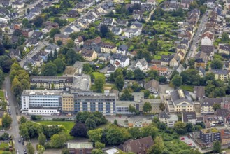 Aerial view, catholic St. Johannes Hospital in the district Boele in Hagen, Ruhr area, North