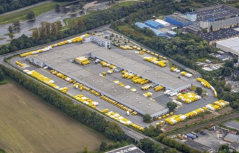 Aerial view, DHL parcel centre Buschmühlenstraße in the district Lennetal in Hagen, Ruhr area,