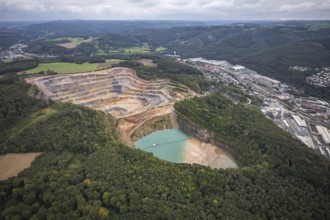 Aerial view, Steltenberg quarry in the Oege district of Hohenlimburg in Hagen, Ruhr area, North