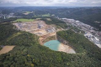 Aerial view, Steltenberg quarry in the Oege district of Hohenlimburg in Hagen, Ruhr area, North