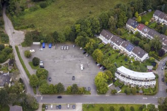 Aerial view, market place Emst at the Karl-Ernst-Osthaus-Straße in the district Emst in Hagen, Ruhr