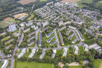 Aerial view, housing estate, apartment buildings on Karl-Ernst-Osthaus-Straße and Am Großen Feld in