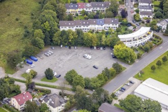 Aerial view, market place Emst at the Karl-Ernst-Osthaus-Straße in the district Emst in Hagen, Ruhr