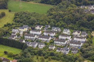 Aerial view, housing estate Neuer Kronocken in the district Hohenlimburg in Hagen, Ruhr area, North