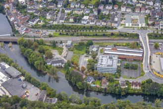 Aerial view, thyssenkrupp Hohenlimburg guest house in the Hohenlimburg district of Hagen, Ruhr
