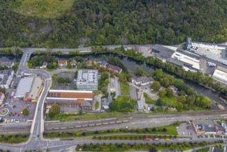Aerial view, thyssenkrupp Hohenlimburg guest house in the Hohenlimburg district of Hagen, Ruhr