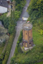 Aerial view, octagonal water tower with monument protection at Boeingstraße in the district