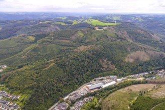 Aerial view, forest area Timmerberg and district Nahmer in the district Hohenlimburg in Hagen, Ruhr