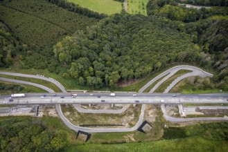 Aerial view, motorway A45 valley bridge Kattenohl in the district Eilpe in Hagen, Ruhr area, North