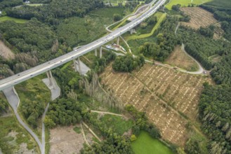 Aerial view, motorway A45 Brunsbecke viaduct in the district Dahl in Hagen, Ruhr area, North