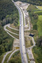 Aerial view, motorway A45 valley bridge Kattenohl in the district Eilpe in Hagen, Ruhr area, North