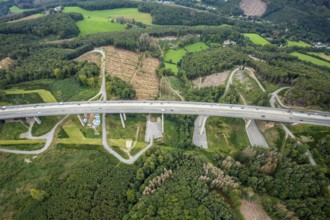 Aerial view, motorway A45 Brunsbecke viaduct in the district Dahl in Hagen, Ruhr area, North