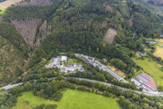 Aerial view, forest damage on the forest slope at the Finking in the district of Dahl, Hagen, Ruhr