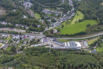 Aerial view, district Rummenohl in Hagen, Ruhr area, North Rhine-Westphalia, Germany, DE, Europe,