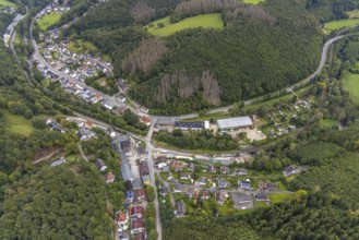 Aerial view, Volmebrücke and Osemundstraße in the district Priorei in Hagen, Ruhr area, North
