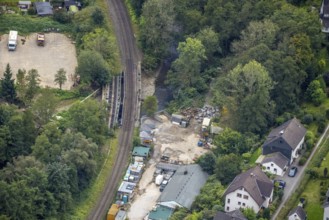 Aerial view, commercial enterprise in the district Priorei in Hagen, Ruhr area, North