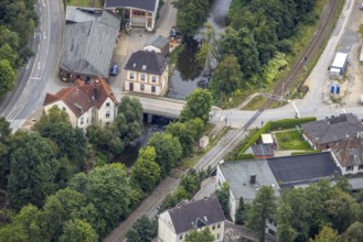Aerial view, Volmebrücke in the district Priorei in Hagen, Ruhr area, North Rhine-Westphalia,