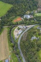 Aerial view, commercial area on Dahler Straße in the district of Dahl in Hagen, Ruhr area, North