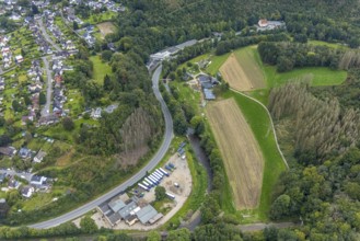 Aerial view, commercial area on Dahler Straße in the district of Dahl in Hagen, Ruhr area, North