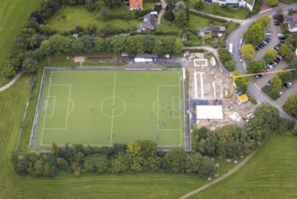 Aerial view, construction site at the sports ground Wörthstraße of TSV Fichte Hagen 1863 in the