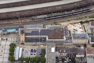 Aerial view, Hagen main station construction site with renovation in the district Mittelstadt in