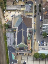 Aerial view, Hagen main station construction site with renovation in the district Mittelstadt in