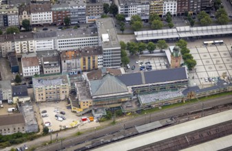 Aerial view, Hagen main station construction site with renovation in the district Mittelstadt in