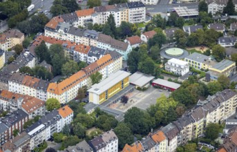 Aerial view, Henry-van-de-Velde-Schule in the district Mittelstadt in Hagen, Ruhr area, North