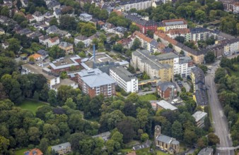 Aerial view, Agaplesion General Hospital in the district Wehringhausen in Hagen, Ruhr area, North