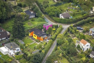 Aerial view, allotment garden association Goldberg in the district Eilpe in Hagen, Ruhr area, North