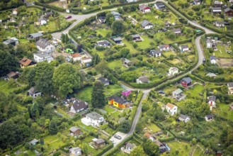 Aerial view, allotment garden association Goldberg in the district Eilpe in Hagen, Ruhr area, North