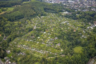 Aerial view, allotment garden association Goldberg in the district Eilpe in Hagen, Ruhr area, North