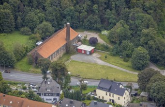Aerial view, machine hall of the Harkort factory in the Haspe-West district of Hagen, Ruhr area,