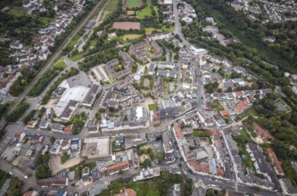 Aerial view, townscape city district Haspe in Hagen, Ruhr area, North Rhine-Westphalia, Germany,
