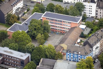 Aerial view, Realschule Haspe in the district Haspe in Hagen, Ruhr area, North Rhine-Westphalia,