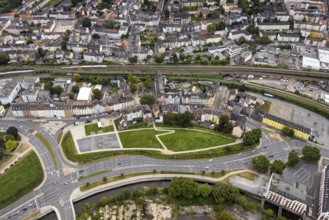 Aerial view, Bohne FreizeitPark and Bodelschwinghplatz with Drei-Kaiser-Brunnen at Wehringhauser