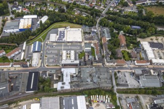 Aerial view, shopping centre and commercial area Enneper Straße as well as St. Konrad church and