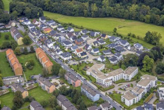 Aerial view, residential estate with nursing home Harkorten in the district Haspe-West in Hagen,