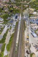 Aerial view, Haltern am See station, construction site and conversion, Haltern town, Haltern am