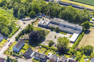 Aerial view, construction site extension Silverbergschule, Haltern-Stadt, Haltern am See, Ruhr